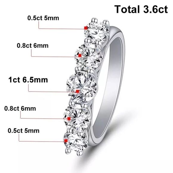 💎OS265💎 18k 3.6ct Diamond Moissanite Ring 925 Sterling Sliver, Gold Plated - Picture 9 of 16